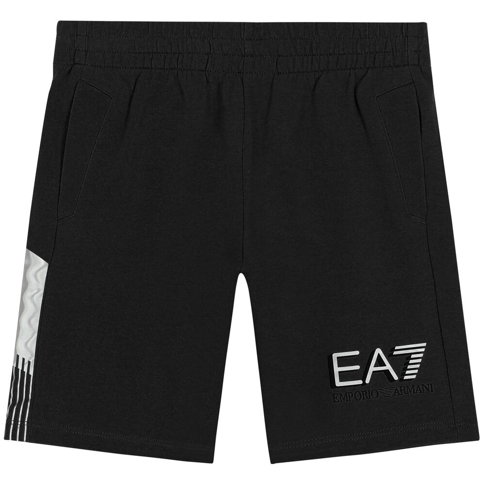 EA7 Emporio Armani Boys Black Logo Shorts Junior Couture UAE