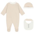 Beige & Ivory Logo Babygrow Gift Set , 3, hi-res