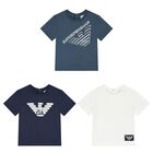 Younger Boys Navy Blue & White T-Shirt ( 3-Pack ), 1, hi-res
