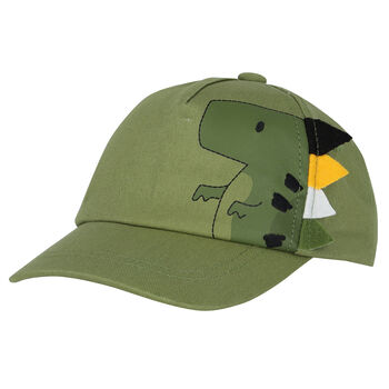 Younger Boys Khaki Green Dinosaur Cap