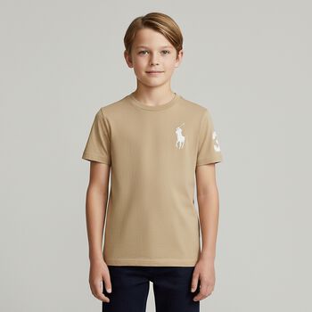 Boys Beige Logo T-Shirt, 1 Boys Beige Logo T-Shirt