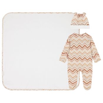 Beige & Brown Zig Zag Babygrow Gift Set