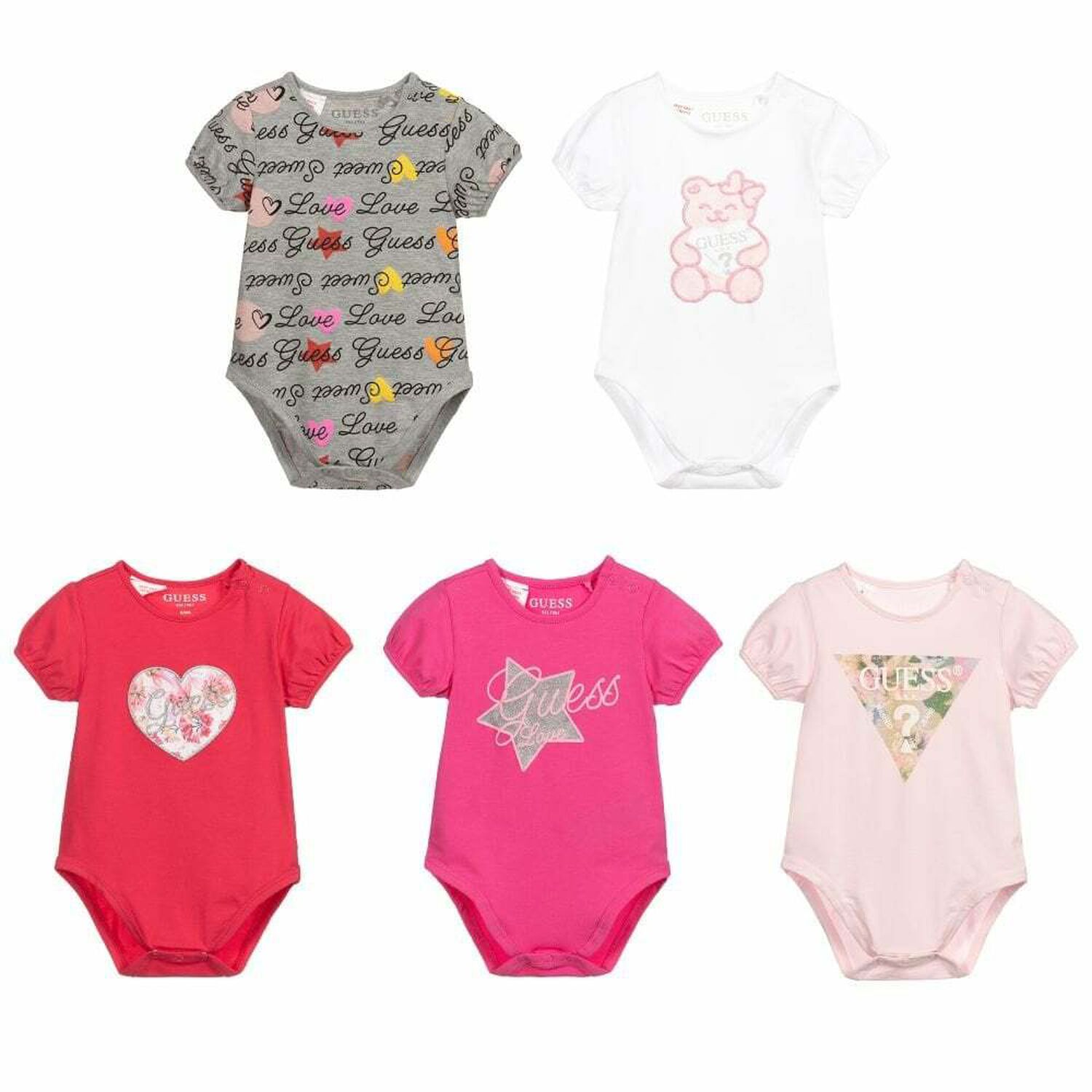 Baby Girls Logo Bodysuits (5 Pack) , 2, hi-res