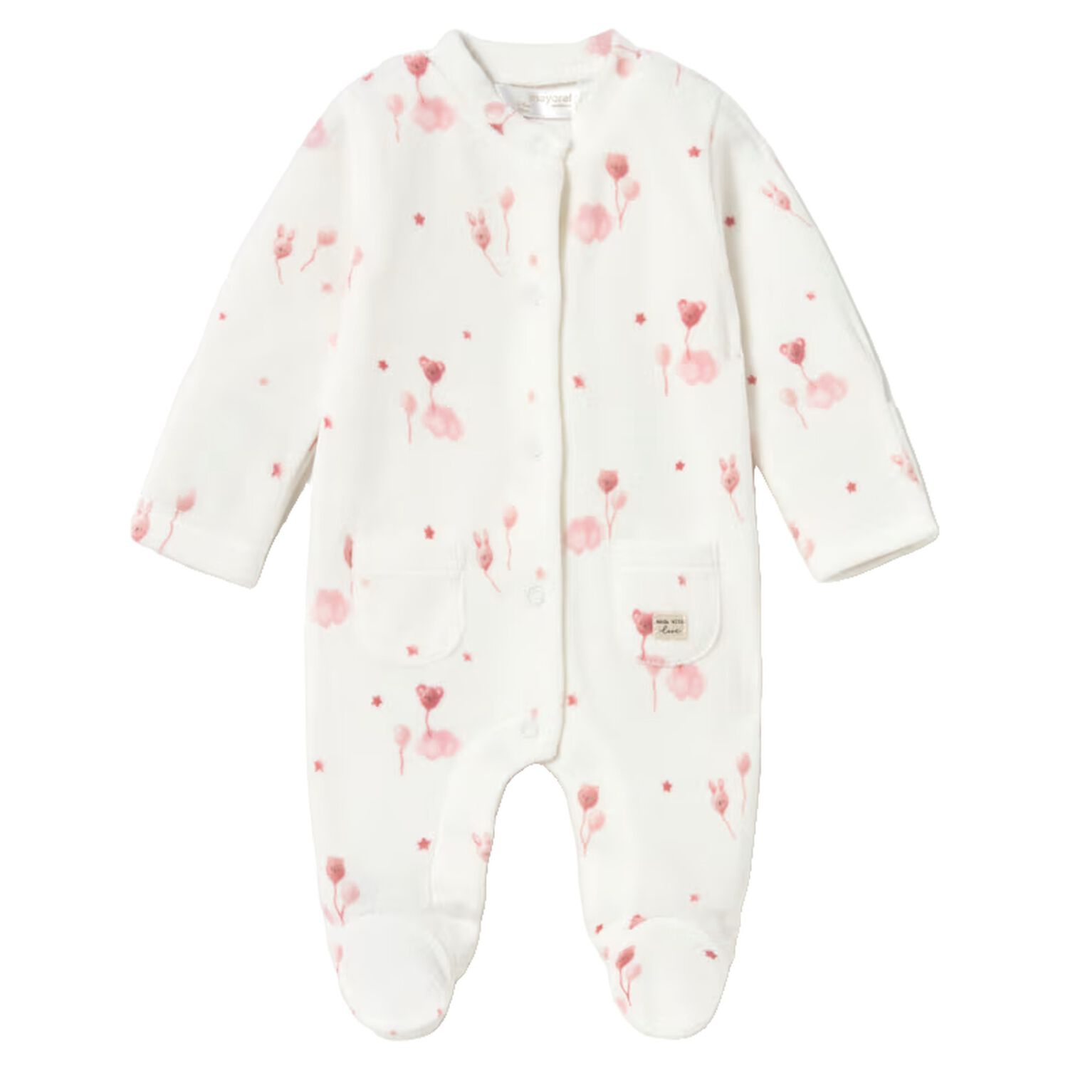 Baby Girls Ivory & Pink Babygrow, 3, hi-res