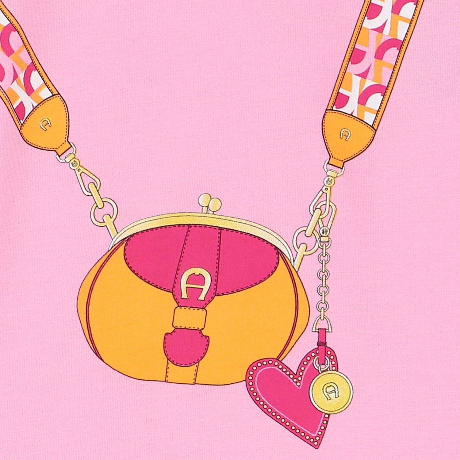 فستان بنات بالشعار وطبعة حقيبة باللون الوردى, 2, hi-res image number null