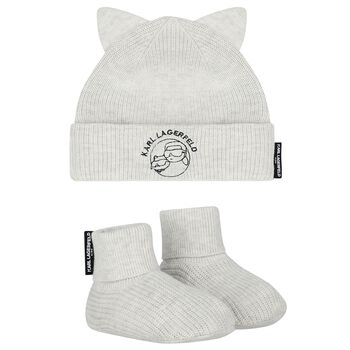 Grey Hat & Bootie Ikonik Karl & Choupette Baby Gift Set