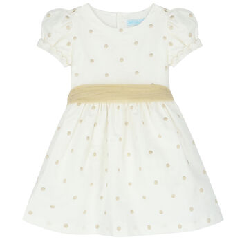 Girls Ivory & Gold Dress