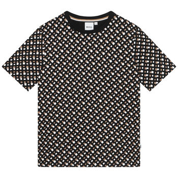Boys Black Monogram Logo T-Shirt
