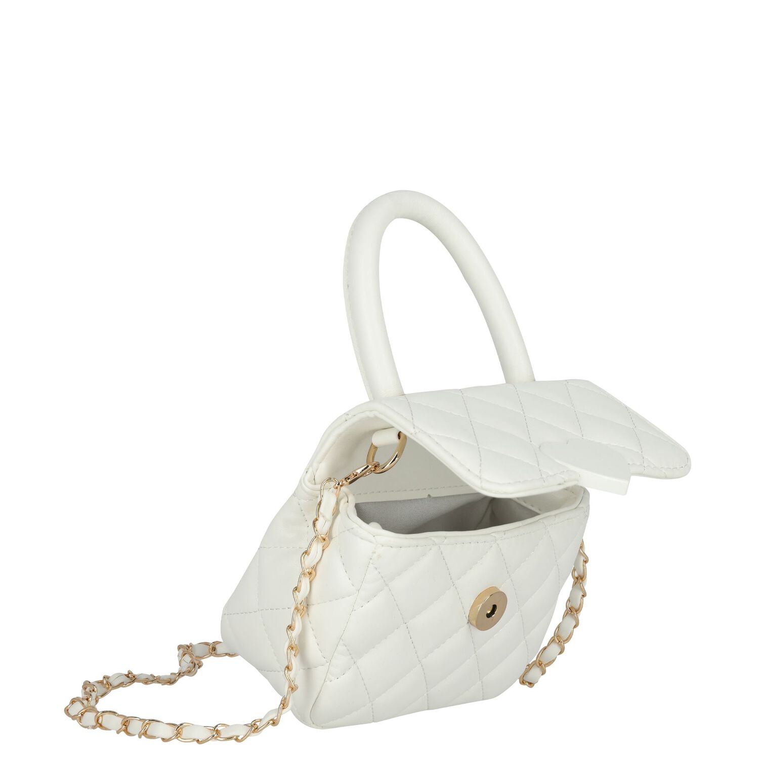 Girls Ivory Heart Quilted Handbag, 1, hi-res