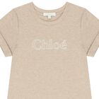 Girls Beige Logo T-Shirt, 1, hi-res