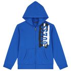 Boys Blue Logo Hooded Zip Up Top, 1, hi-res