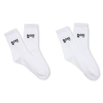 Boys White Logo Socks ( 2-Pack )