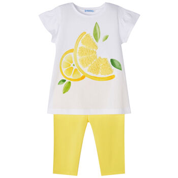 Girls Yellow & White Leggings Set