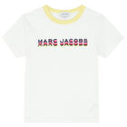 تيشيرت قطن بالشعار باللون الأبيض للبنات, 3, hi-res