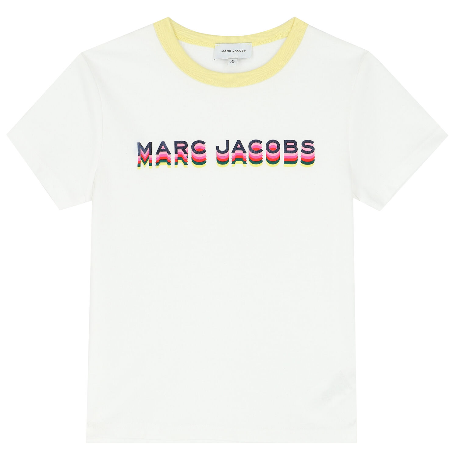 تيشيرت قطن بالشعار باللون الأبيض للبنات, 3, hi-res