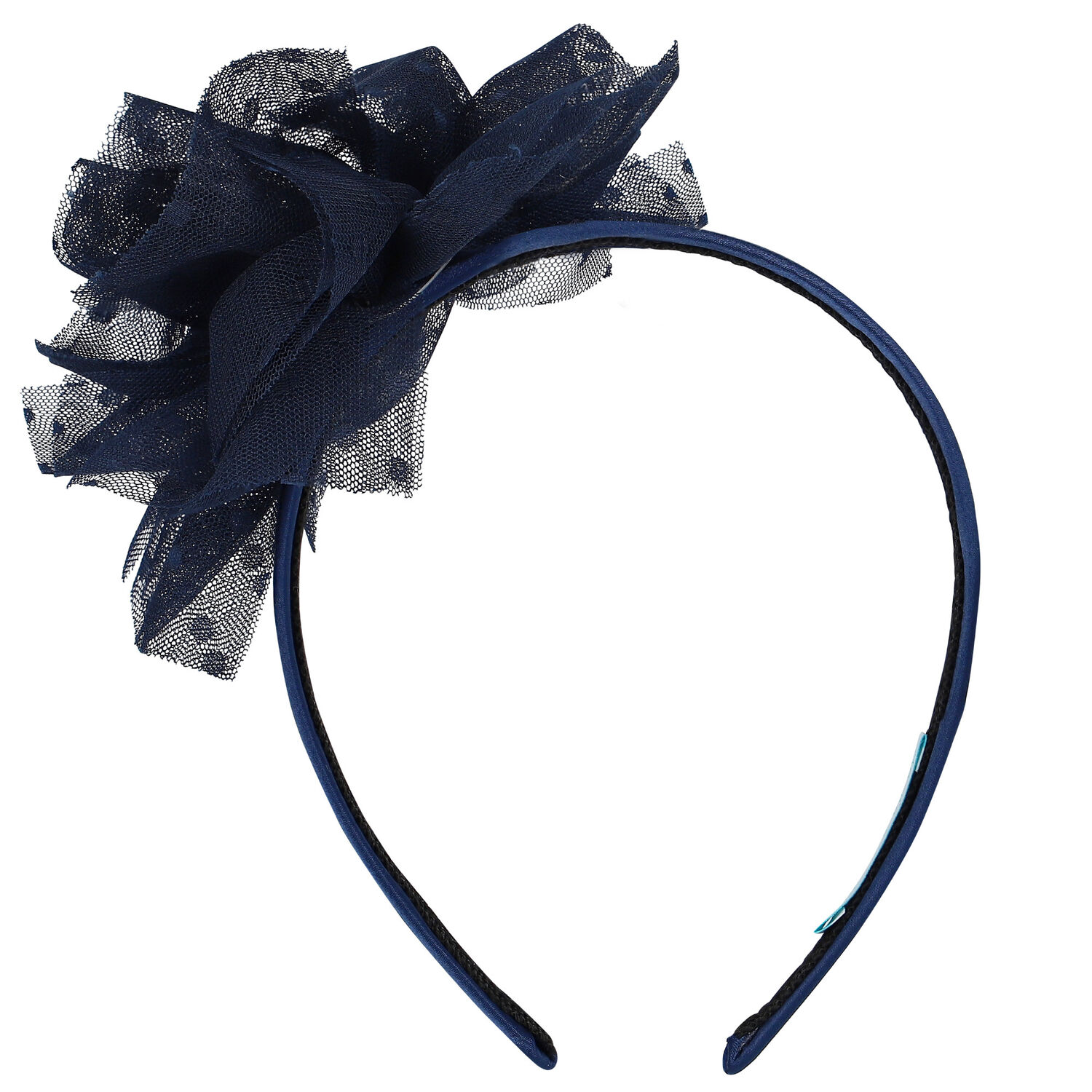 Girls Navy Blue Tulle Flower Headband, 3, hi-res