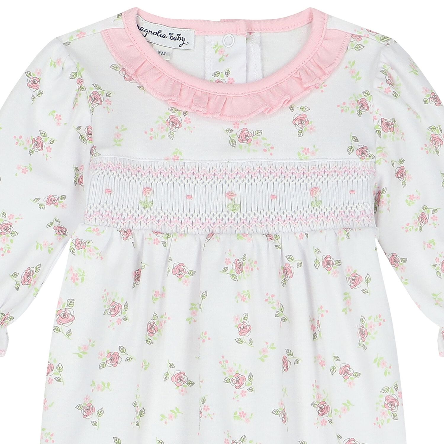 Baby Girls White & Pink Floral Babygrow, 1, hi-res image number null