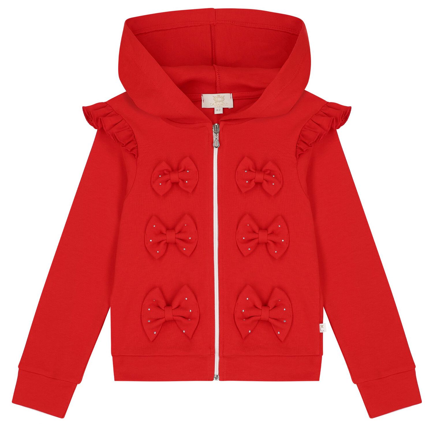 طقم بدلة بنات رياضية مكشكشة  باللون الأبيض والأحمر , 1, hi-res image number null