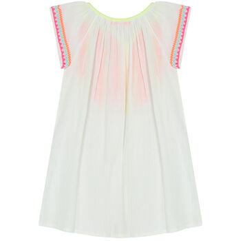 Girls White Embroidered Beach Dress