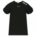 فستان بالشعار باللون الاسود للبنات, 1, hi-res