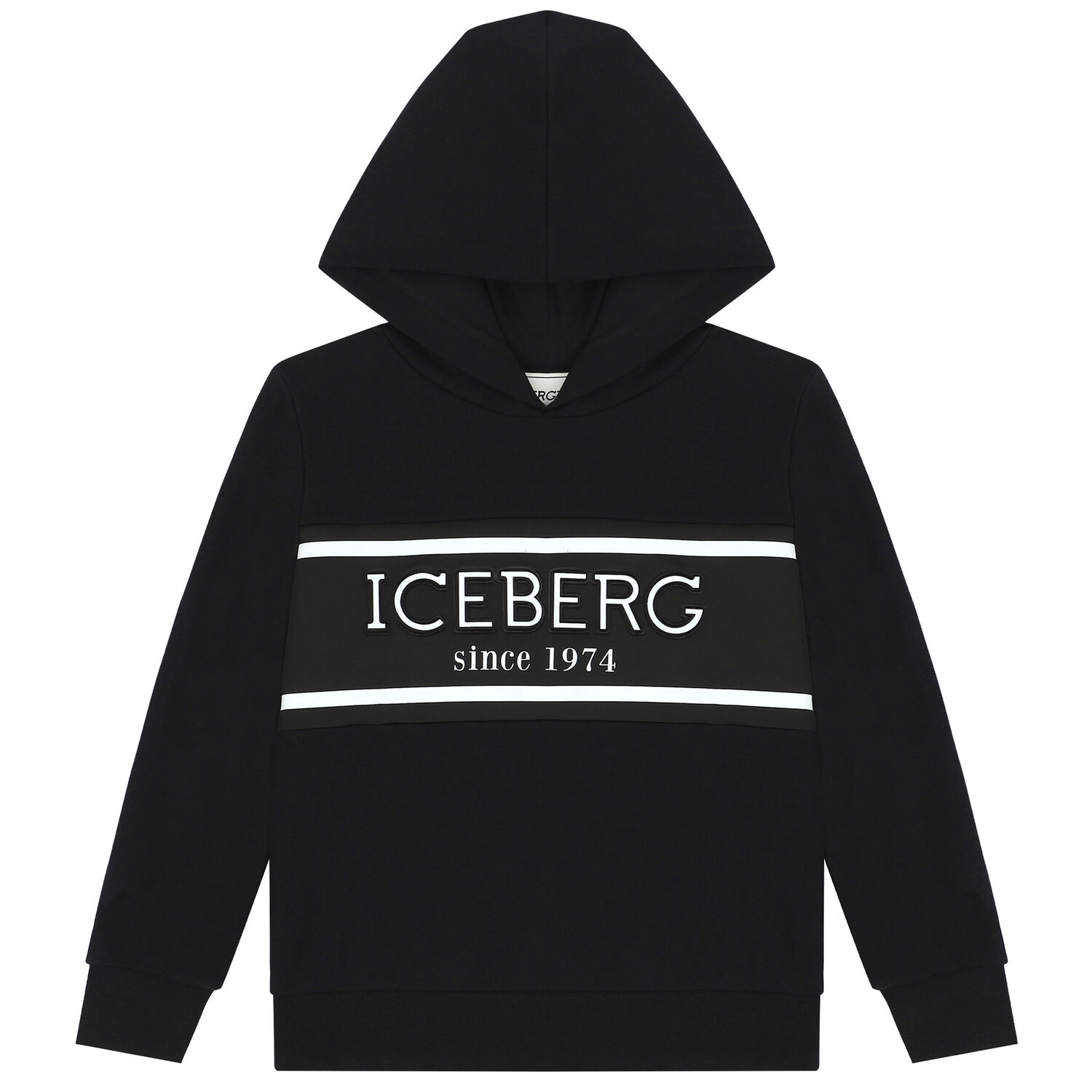 Boys Black Logo Hooded Top, 1, hi-res image number null