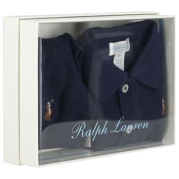 Boys Navy Blue Logo Babysuit Gift Set