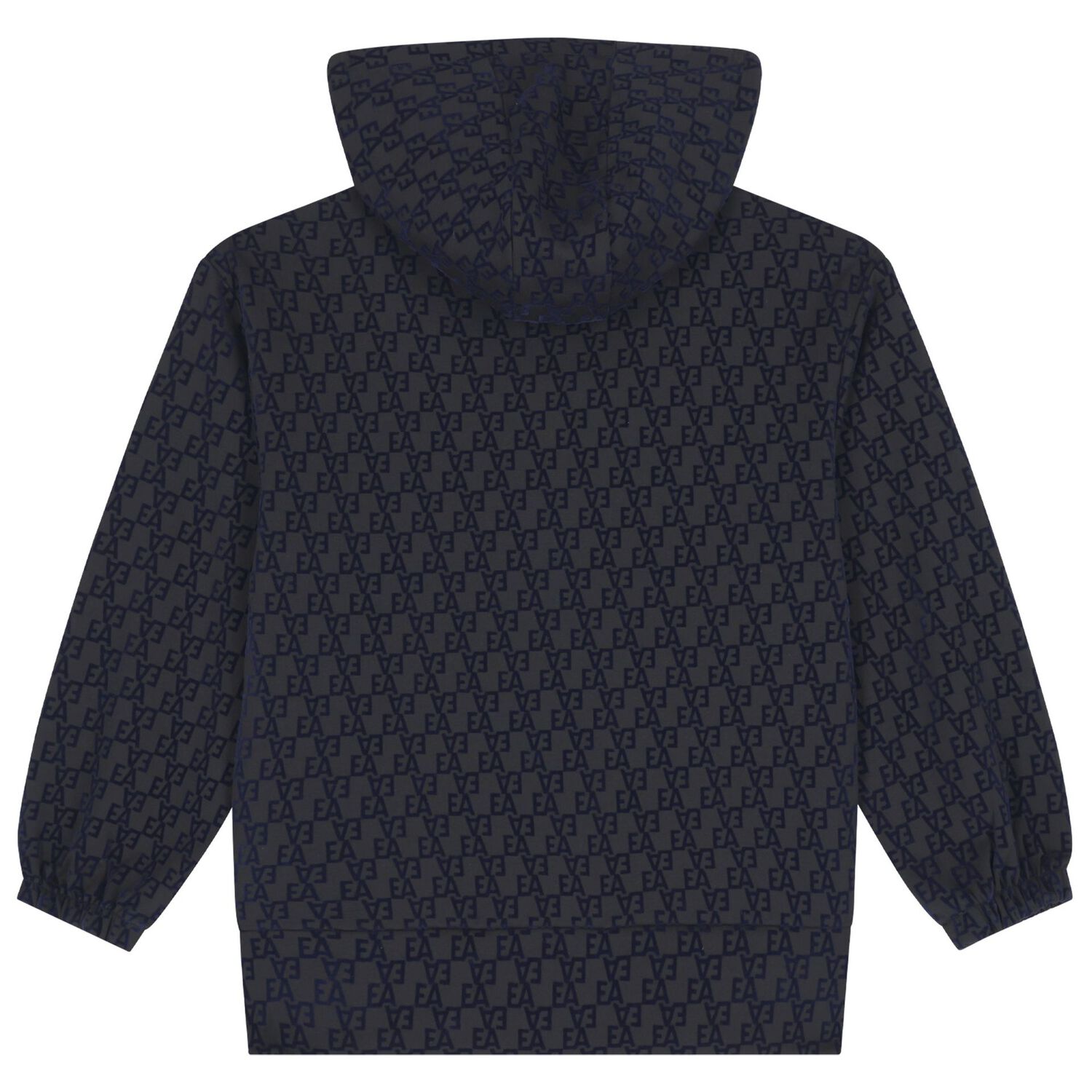 Boys Black & Navy Blue Logo Hooded Zip Up Top, 1, hi-res