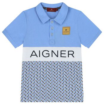 Aigner تيشيرت بولو أولاد بالشعار باللون الازرق, 1 تيشيرت بولو أولاد بالشعار باللون الازرق