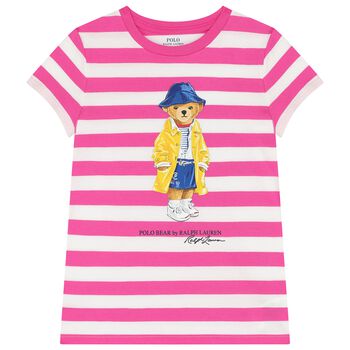 Girls White & Pink Striped T-Shirt