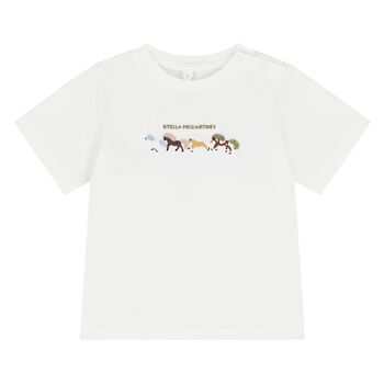 Younger Boys Ivory Horse Logo T-Shirt