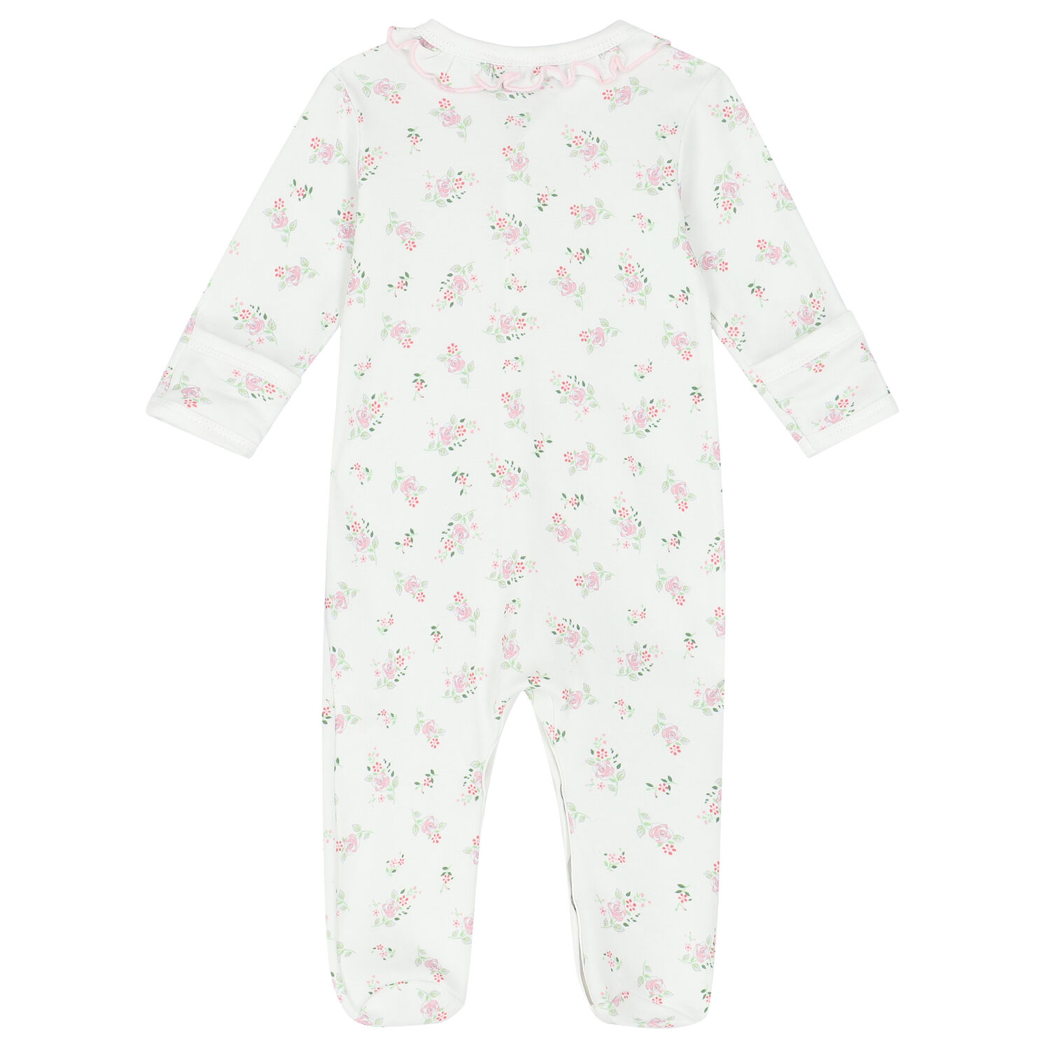 Baby Girls White Floral Babygrow, 1, hi-res