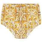 Baby Girls White & Yellow Majolica Dress Set, 1, hi-res