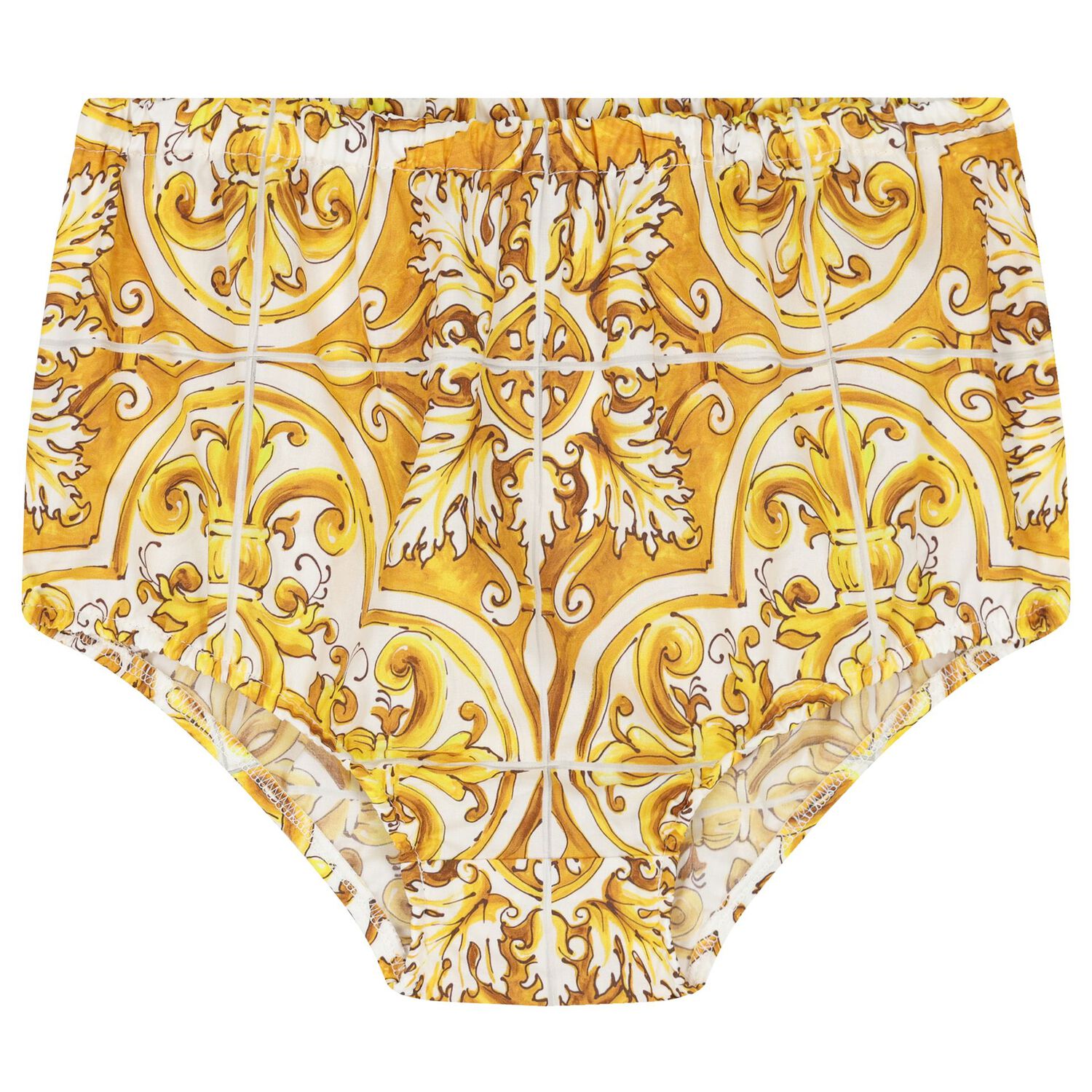 Baby Girls White & Yellow Majolica Dress Set, 1, hi-res