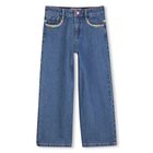Girls Blue Denim Wide Leg Jeans, 1, hi-res