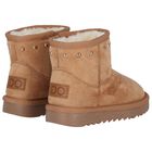 Girls Beige Logo Suede Boots, 1, hi-res