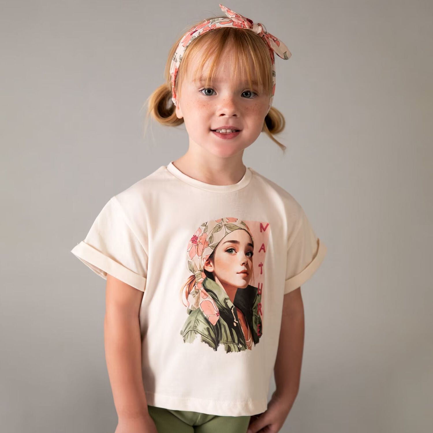 Girls Ivory T-Shirt & Headband Set, 3, hi-res