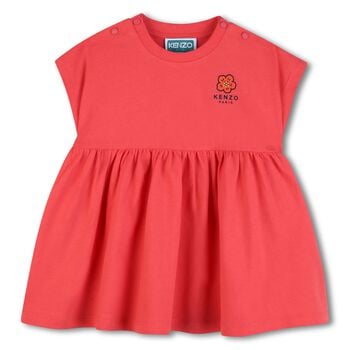 Younger Girls Red Boke Flower Dress