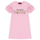 Girls Pink Logo Dress, 1, hi-res