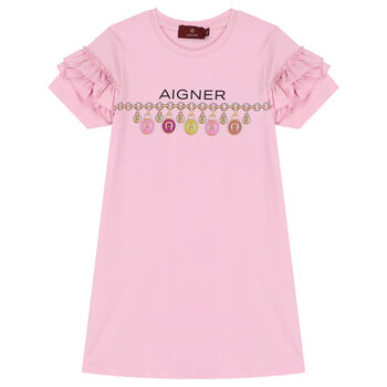 Aigner Girls Pink Logo Dress, 1 Girls Pink Logo Dress