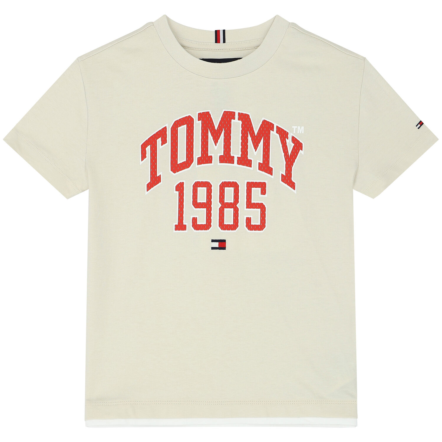 تيشيرت بالشعار باللون البيج للاولاد, 1, hi-res