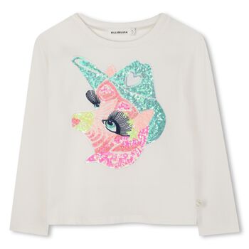 Girls Ivory Horse Long Sleeve Top
