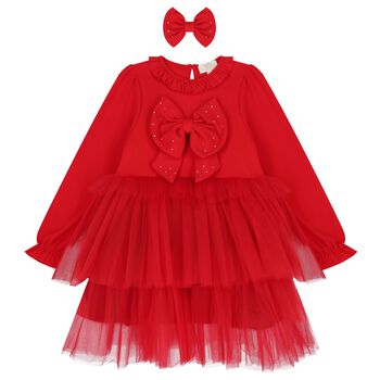 Girls Red Tulle Dress Set