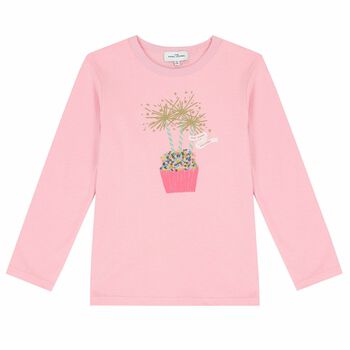 Girls Pink Logo Long Sleeve Top