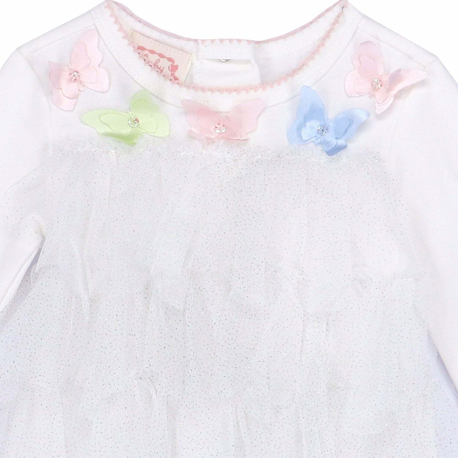 Baby Girls White Embellished Babygrow, 1, hi-res