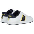Boys White & Navy Blue Trainers, 1, hi-res