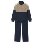 Boys Boys Navy Blue & Beige Tracksuit, 1, hi-res