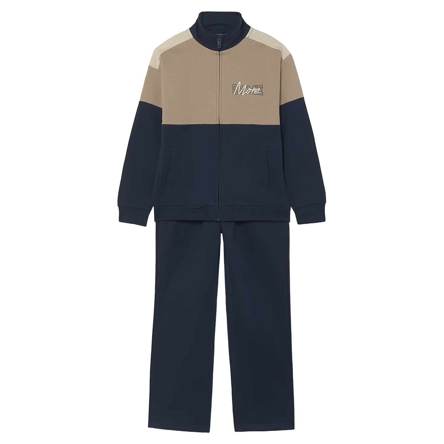 Boys Boys Navy Blue & Beige Tracksuit, 1, hi-res
