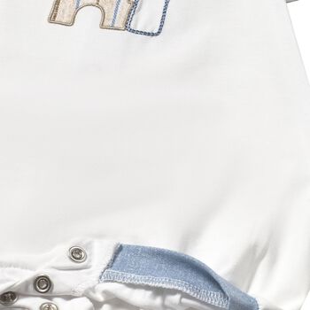 Baby Boys White & Blue Romper