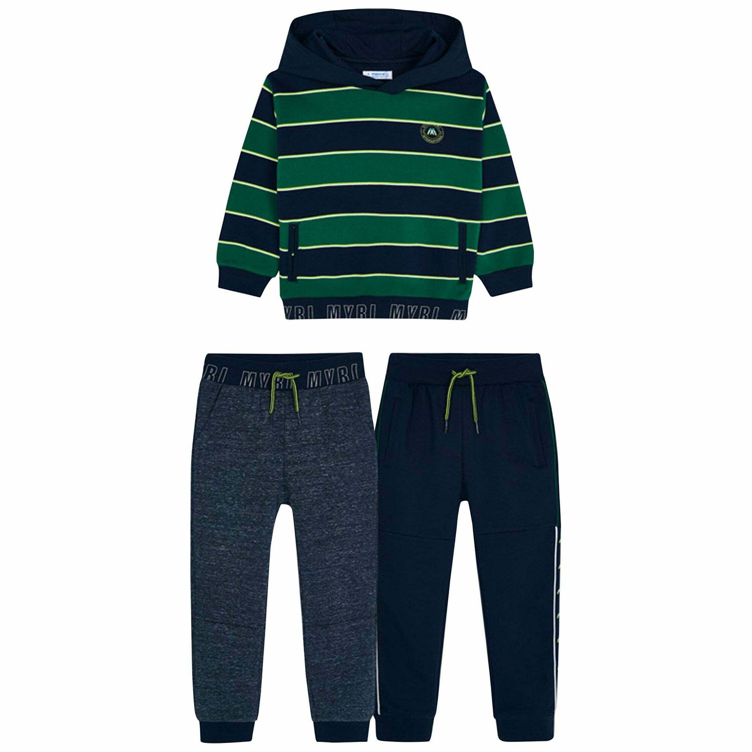 Boys Green & Navy 3 Piece Tracksuit, 1, hi-res image number null