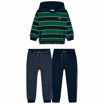 Boys Green & Navy 3 Piece Tracksuit